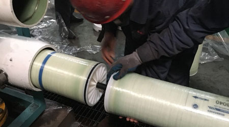 Sulfate Sulphate removal system membrane being installed by engineers